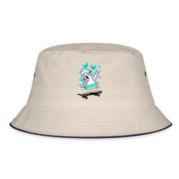 Pinguin Kind Kinder Baby Kleinkind - Bucket Hat - Natur/Navy - Vorne