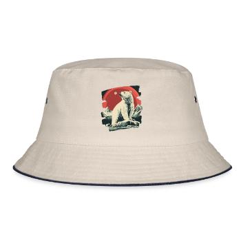 Eisiger Bär Retro - Bucket Hat - Natur/Navy - Vorne