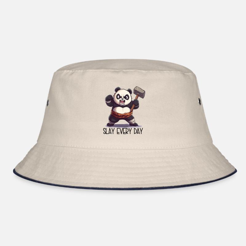 Aggro Panda with Hammer – SLAY EVERY DAY Bucket Hat