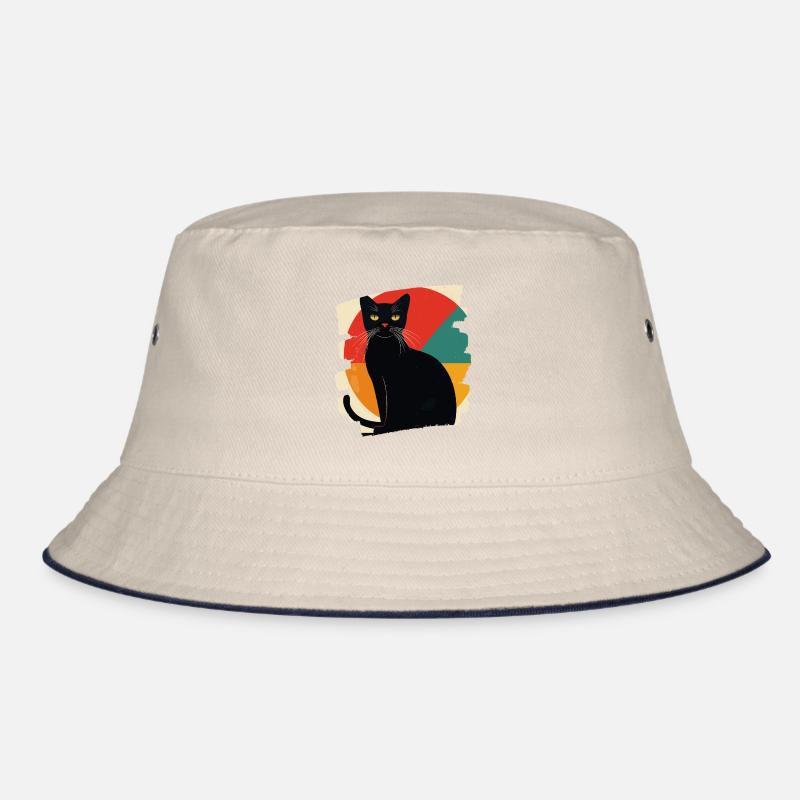 Black Cat Retro Bucket Hat