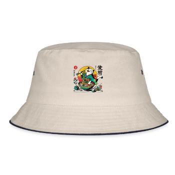 Japonais rétro Ukiyo-e Ramen nouilles streetwear - Bob - blanc cassé/bleu marine - Devant
