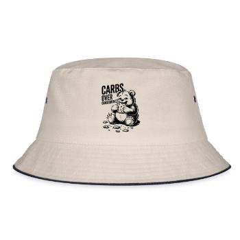 Carbs Over Consequences Bear Illustration - Bucket Hat - ecru/navy - Front