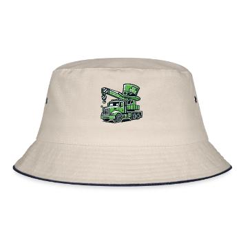 Kranwagen Mit Glücksklee St. Patrick's Day - Bucket Hat - Natur/Navy - Vorne