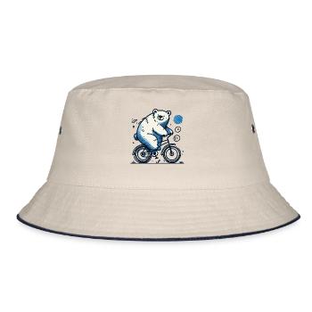 Bicycle Bear Illustration for Bicycle Lovers - Bucket Hat - ecru/navy - Front