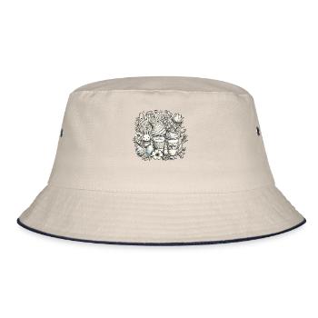 Ostern Kaffeeliebhaber Osterhase Kaffee - Bucket Hat - Natur/Navy - Vorne
