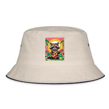 Waschbär mit Ukulele - Bucket Hat - Natur/Navy - Vorne