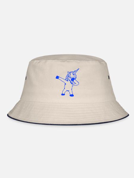 Einhorn Dabbing Dab Tanz Party Pose Geste Lustig - Bucket Hat - Natur/Navy - Vorne
