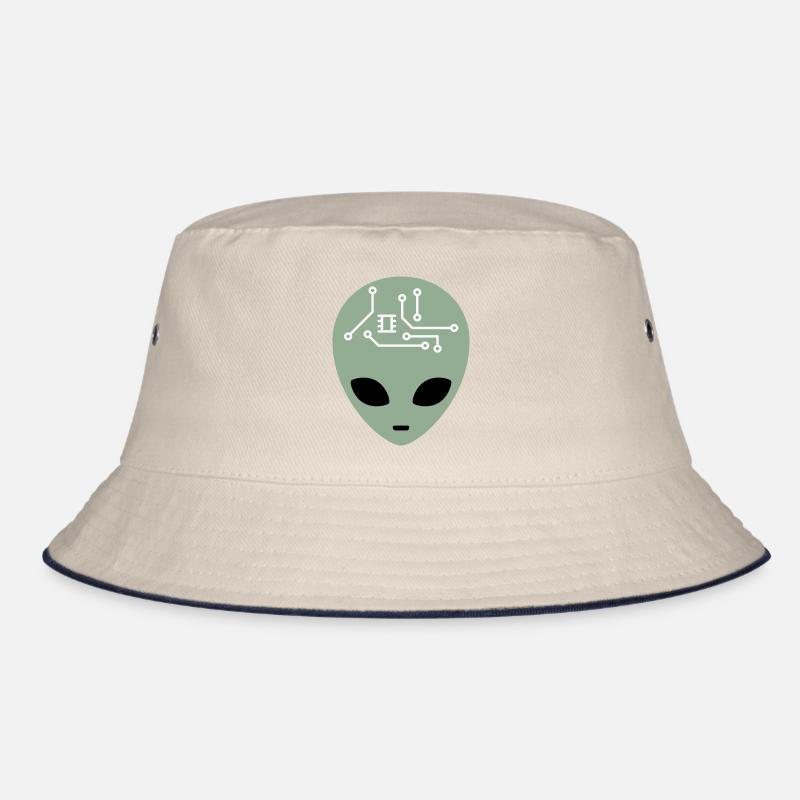 Alien Head with Circuits (three colours) Bucket Hat