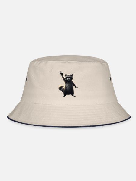 Cooler Waschbär mit Sonnenbrille Motiv - Bucket Hat - Natur/Navy