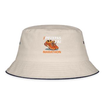 Ich kann nicht, ich Marathon - Bucket Hat - Natur/Navy - Vorne