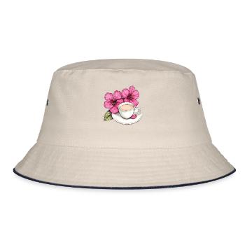 Hibiskus Kaffeetasse Impression - Bucket Hat - Natur/Navy - Vorne