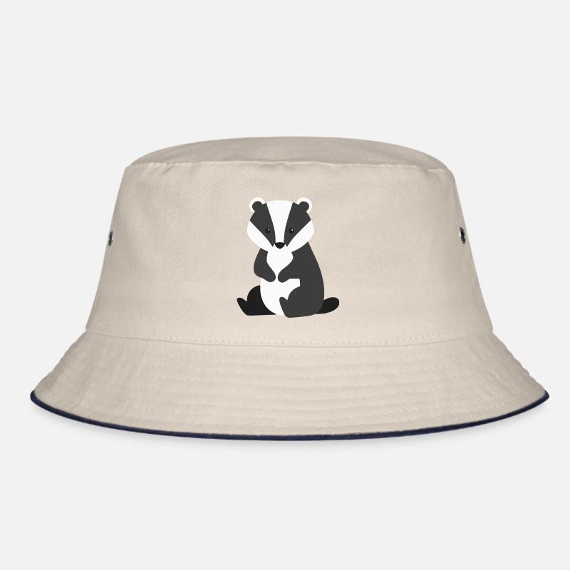 Cute sitting badger minimalist style Bucket Hat