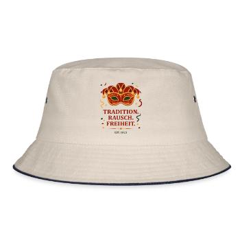 Tradition. Intoxication. Freedom. – Carnival mask - Bucket Hat - ecru/navy - Front