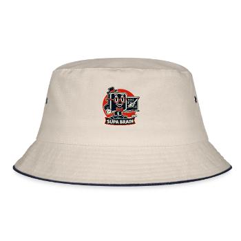 Supa Brain Gehirn Mathe Held - Bucket Hat - Natur/Navy - Vorne