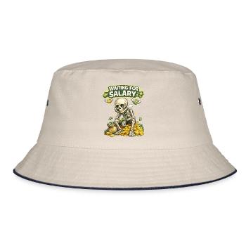Warten auf Gehalt lustiges Skelett-Shirt - Bucket Hat - Natur/Navy - Vorne
