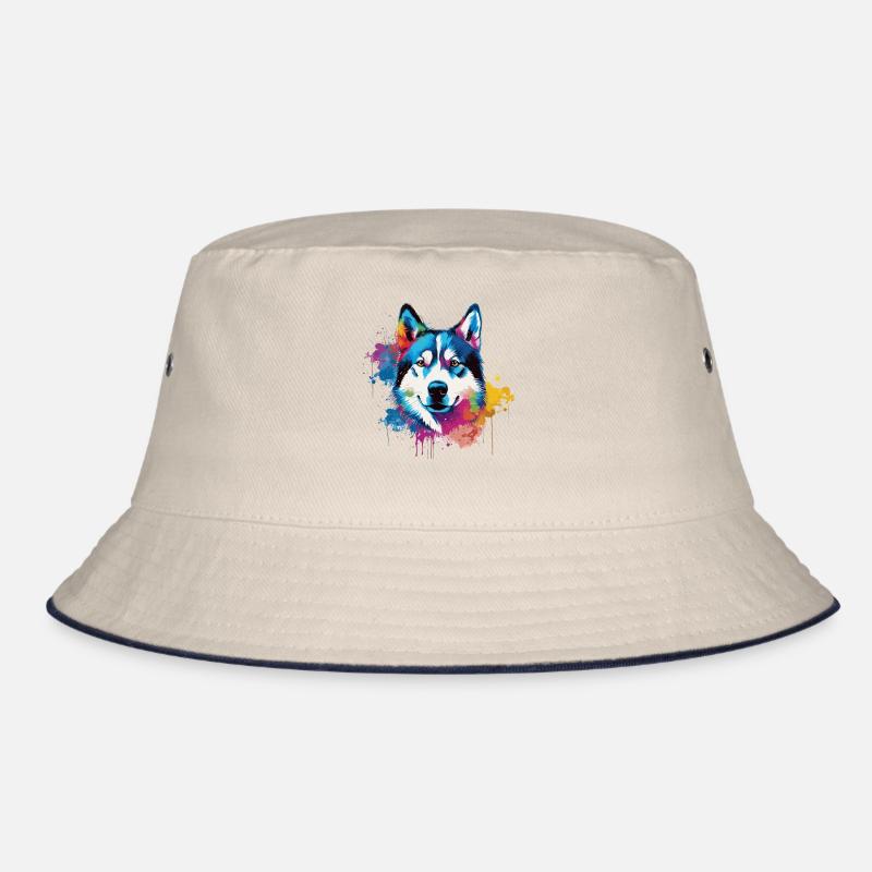 Bunter Husky Splash Art Hund Bucket Hat