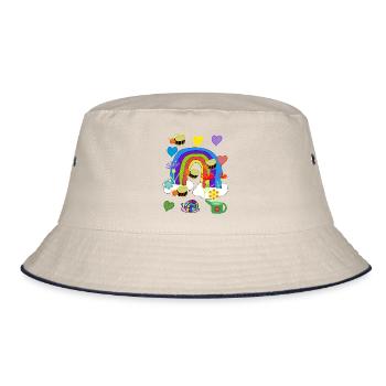 Regenbogen Insekt  Bienen Illustration - Bucket Hat - Natur/Navy - Vorne