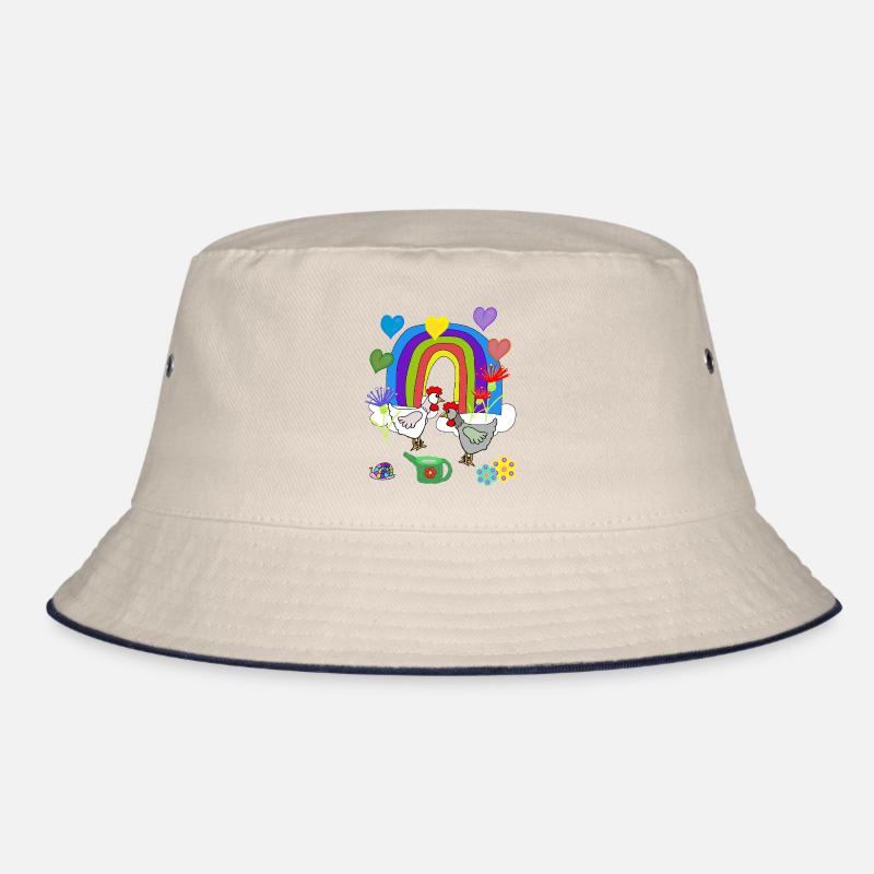 Children's Fantasy Rainbow Flowers Chickens Bucket Hat