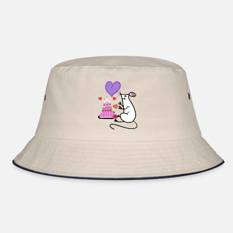 Maus mit Kuchen Herz Geburtstag Kind Bucket Hat