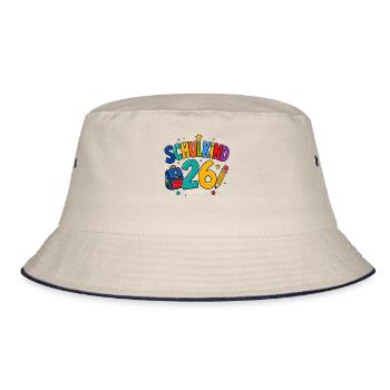 Schulkind 26 bunte Schulzeit - Bucket Hat - Natur/Navy - Vorne