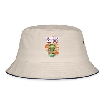Vibrieren in 4D OS Tripster Froggys Rave Trippy - Bucket Hat - Natur/Navy - Vorne