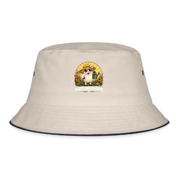  Gartenschäfin Mit Gießkanne Blumen Garten - Bucket Hat - Natur/Navy - Vorne