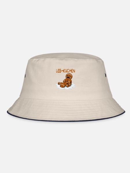 LEB-KUCHEN Trauriger Lebkuchen Winterweihnachten - Bucket Hat - Natur/Navy