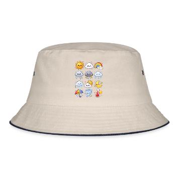 Kawaii Wetter | Sonne, Regen & Gewitter - Bucket Hat - Natur/Navy - Vorne