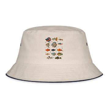 Tropische Fische | Aquarium & Zierfische - Bucket Hat - Natur/Navy - Vorne
