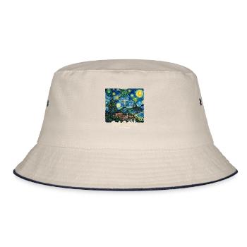  Gogh Outside Visit Brazil Starry Night Rio De - Bucket Hat - Natur/Navy - Vorne