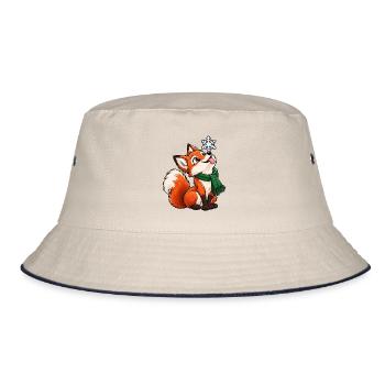 Weihnachten Fuchs Schneeflocke Winter Geschenk - Bucket Hat - Natur/Navy - Vorne