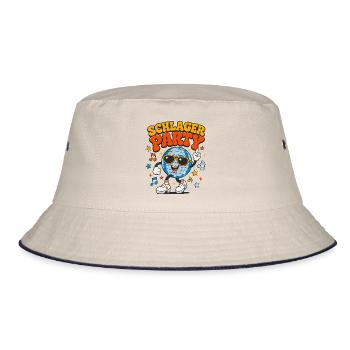 Retro 70s Schlager Party Disco Kugel  - Bucket Hat - Natur/Navy - Vorne