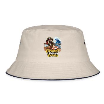 Cruise I Thought Treats Mops Pirat Halloween - Bucket Hat - Natur/Navy - Vorne