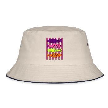Spooky Halloween Fish Pattern Design - Bucket Hat - Natur/Navy - Vorne