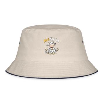 Muhditation Kuh Yoga Meditation Wortspiel Humor - Bucket Hat - Natur/Navy - Vorne