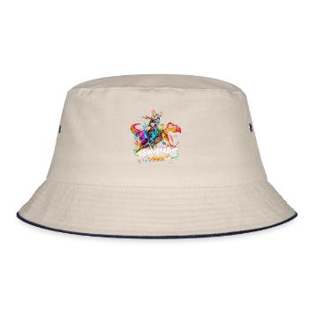 Frenchie Mode Mit Dino Raptor Hund - Bucket Hat - Natur/Navy - Vorne
