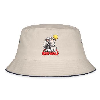 Mondschein Wolf mit Wintermütze - Bucket Hat - Natur/Navy - Vorne