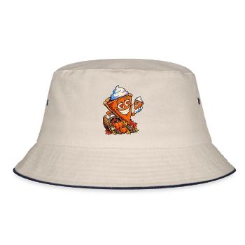 Herbstkuchen-Lächel-Schnitte - Bucket Hat - Natur/Navy - Vorne