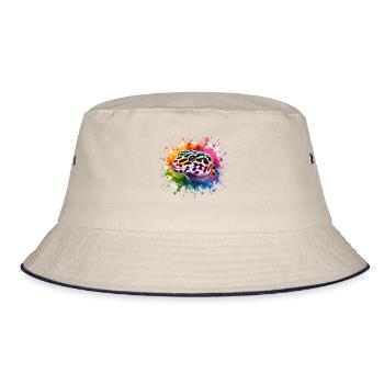 Leopardgecko Motiv - Bucket Hat - Natur/Navy - Vorne