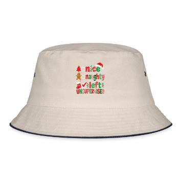 Nice Naughty Left Unanswered – Weihnachtsdesign - Bucket Hat - Natur/Navy - Vorne