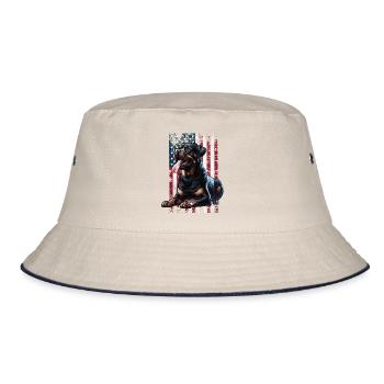Rottweiler US Flagge - Bucket Hat - Natur/Navy - Vorne