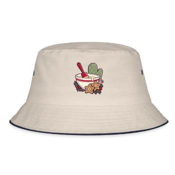 Kekszeit im Schüssel-Design - Bucket Hat - Natur/Navy - Vorne