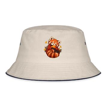 Sleepy Red Panda Kürbis - Bucket Hat - Natur/Navy - Vorne
