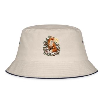 Fuchs im Winterwald - Bucket Hat - Natur/Navy - Vorne