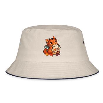 Herbstdrache mit Kakao - Bucket Hat - Natur/Navy - Vorne