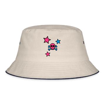 skull - Bucket Hat - ecru/navy - Front