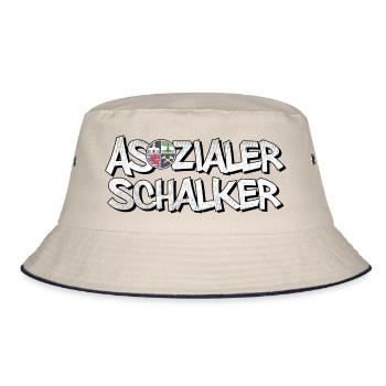 Asozialer Schalker | Gelsenkirchen Schalke - Bucket Hat - Natur/Navy - Vorne