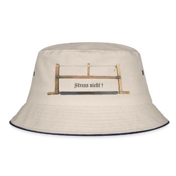 Tischlersäge Stress nicht! - Bucket Hat - Natur/Navy - Vorne