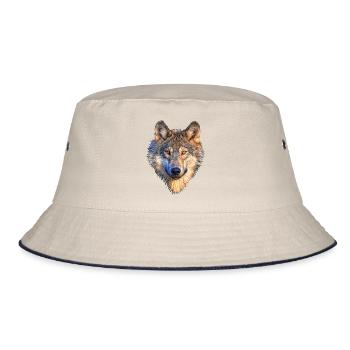 wolf wolfes wolves tribal136 - Bucket Hat - Natur/Navy - Vorne