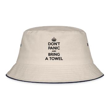 Don't panic and bring a towel (Keep Calm) - Bucket Hat - ecru/navy - Front